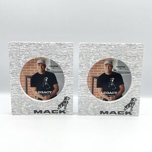 Set of 2 Mack Trucks Legacy‎ Photo Frames White Black Bulldog Logo 6.5" X 5.5"